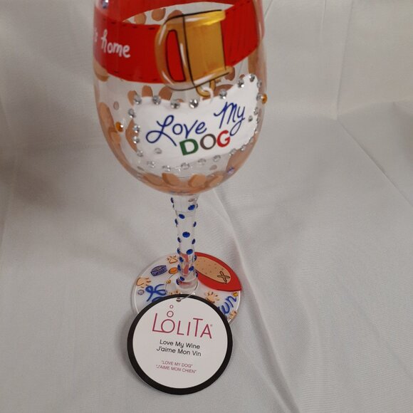 Lolita "Love My Dog" Wine Glass - Picture 4 of 6